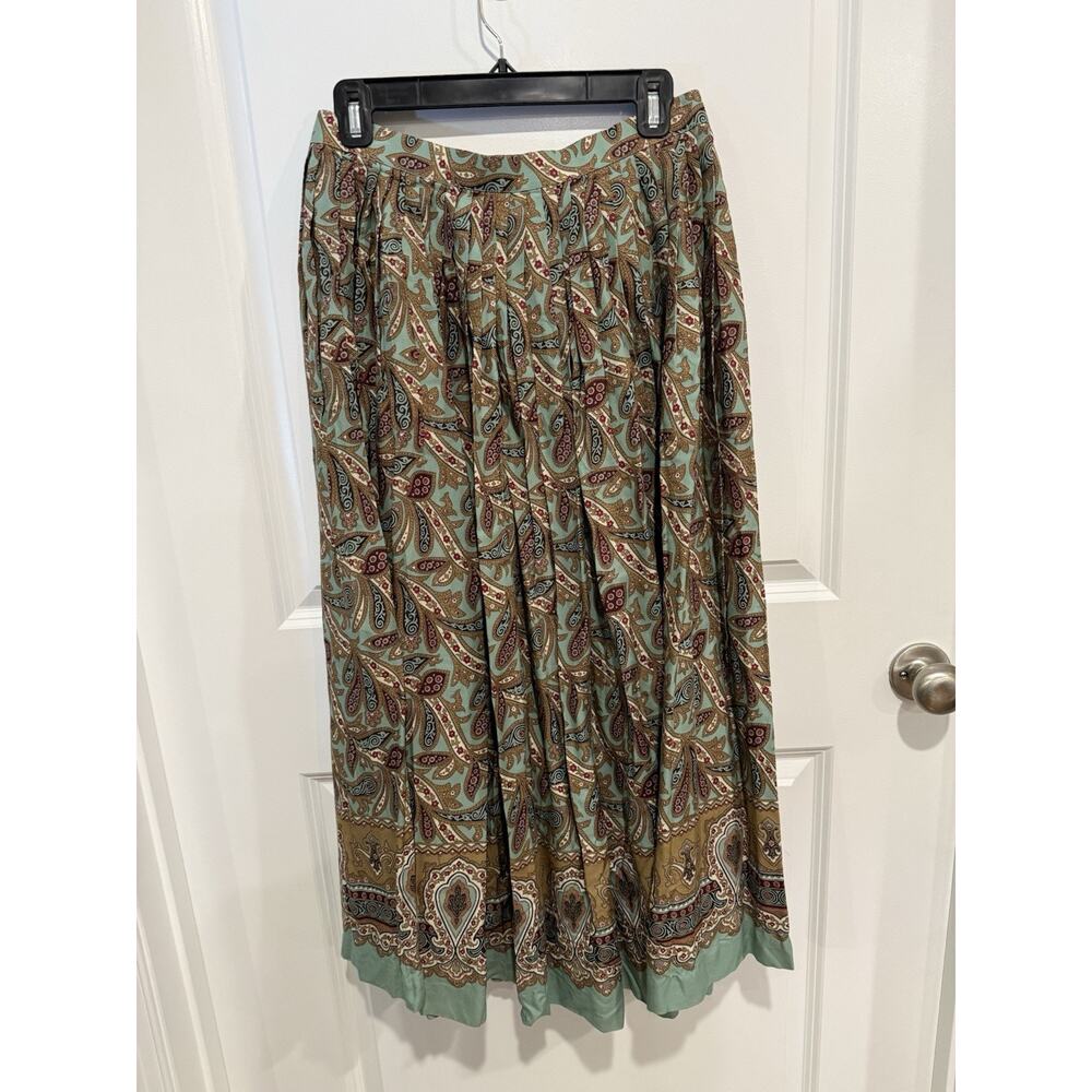 Vtg Evan Picone 10 Midi Skirt 80s Floral A Line Pleated Boho Cottage Academia